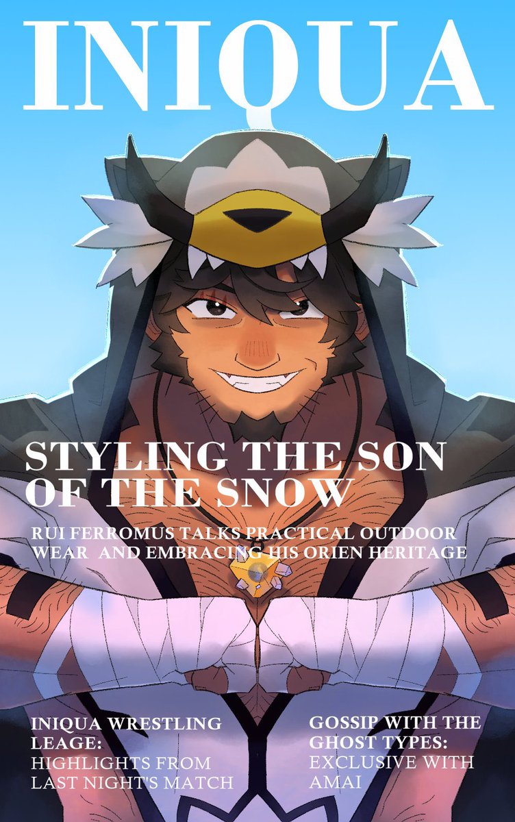 FoulestHour's tweet photo. Rui would erupt in a bombastic laugh at her question. 
“Hah! No no not that kind of magazine—
Hold on I got a picture!
Here! Just one of ya typical gossip magazines! Every gym leader got one!”

He would smile, gently putting pearl down.
“Oh yeah? Nothing new or interesting?” https://t.co/1JRLkHhQcG