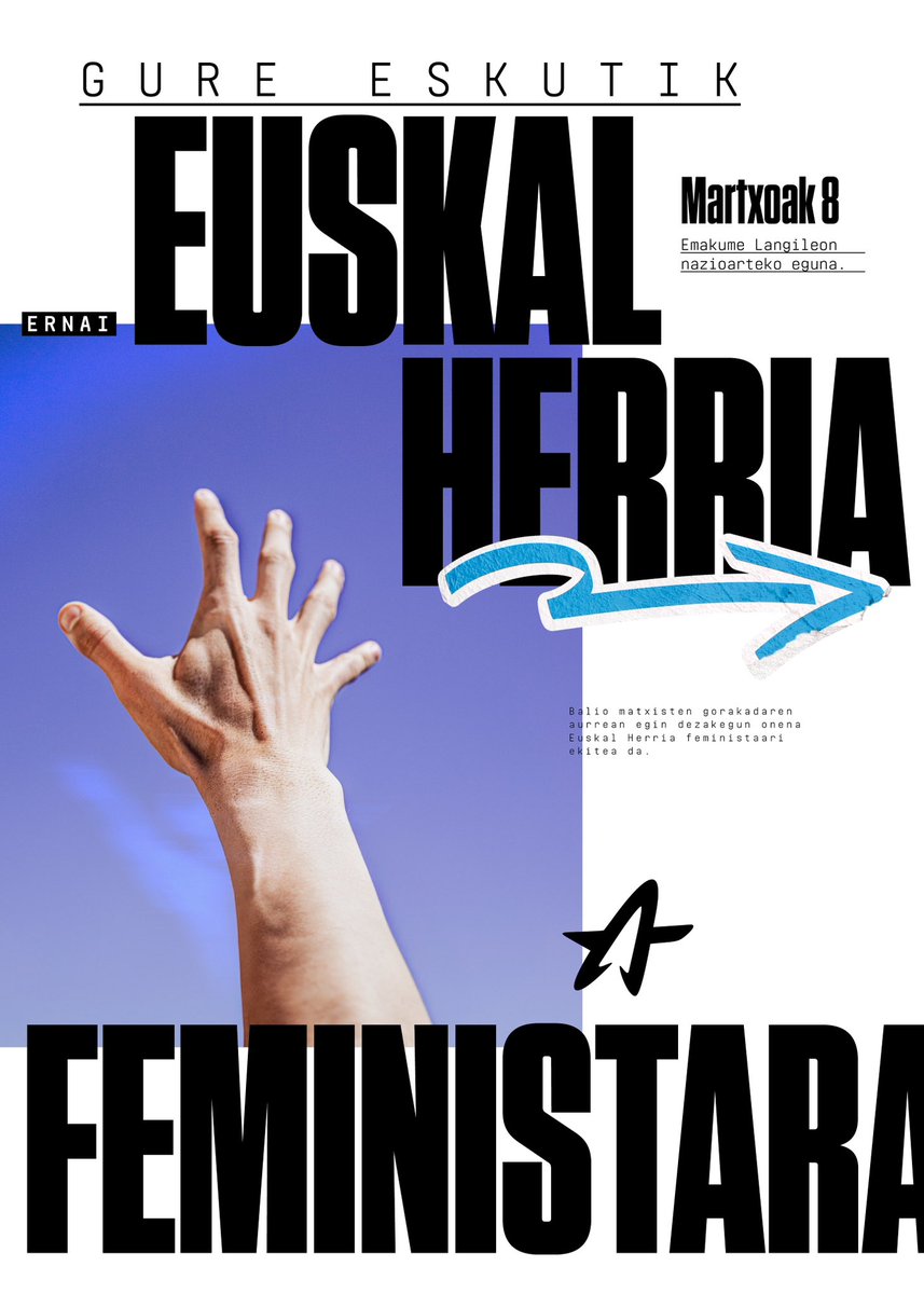 Feminismoa zalantzan jartzen ausartzen diren horiei, gaur, beste urte batez, argi esaten diegu, feminismoak guztia errotik aldatzeko duen gaitasunean berresten garela. 

Gazteon eskutik Euskal Herria feminista.