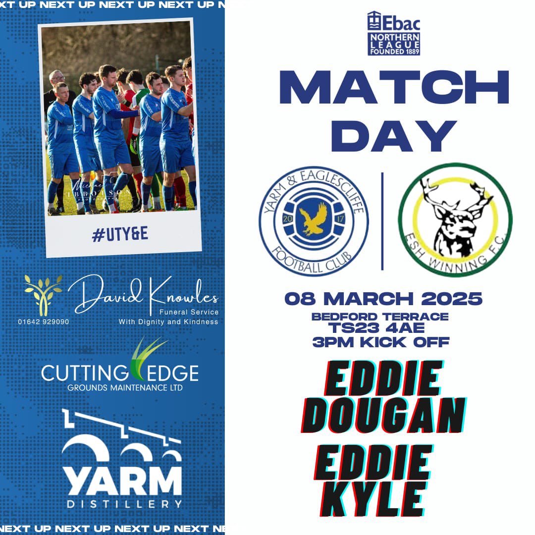 Yarm & Eaglescliffe FC (@yarmeaglescliff) on Twitter photo MATCHDAY.
πBedford Terrace
βοΈ 3pm KO
π <a href="/EWFC1913/">Esh Winning FC</a>
Thanks again to Eddie Dougan for sponsoring the matchday and Eddie Kyle for sponsoring the matchball π€
#UTYAE MATCHDAY.
πBedford Terrace
βοΈ 3pm KO
π <a href="/EWFC1913/">Esh Winning FC</a>
Thanks again to Eddie Dougan for sponsoring the matchday and Eddie Kyle for sponsoring the matchball π€
#UTYAE