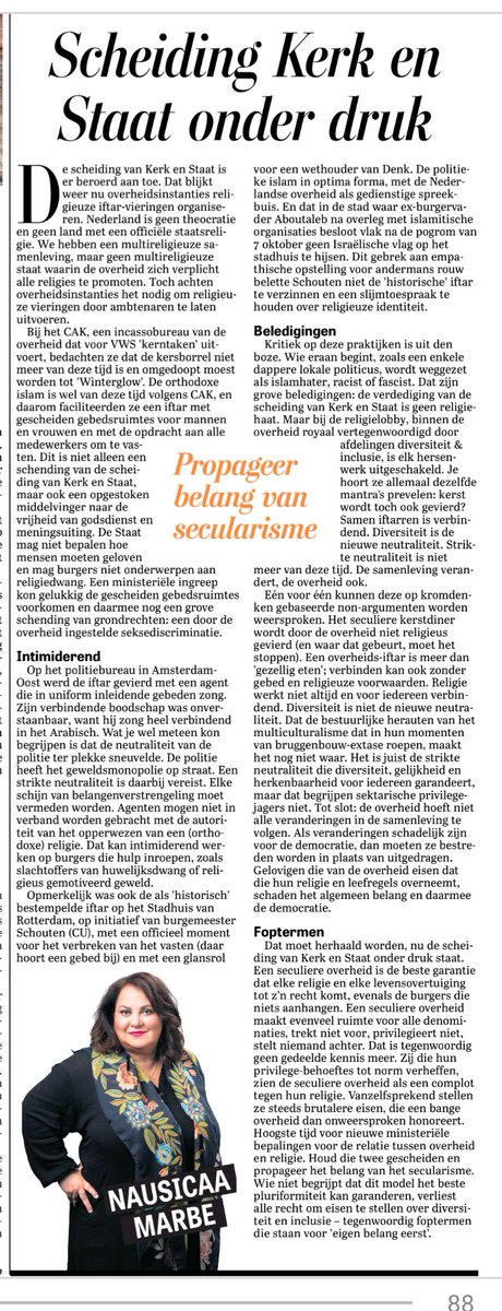 aaaa70caro's tweet photo. Gelovigen die van de overheid eisen dat die hun religie en leefregels overneemt, schaden het algemeen belang en daarmee de democratie. https://t.co/tjYRz0hpRM