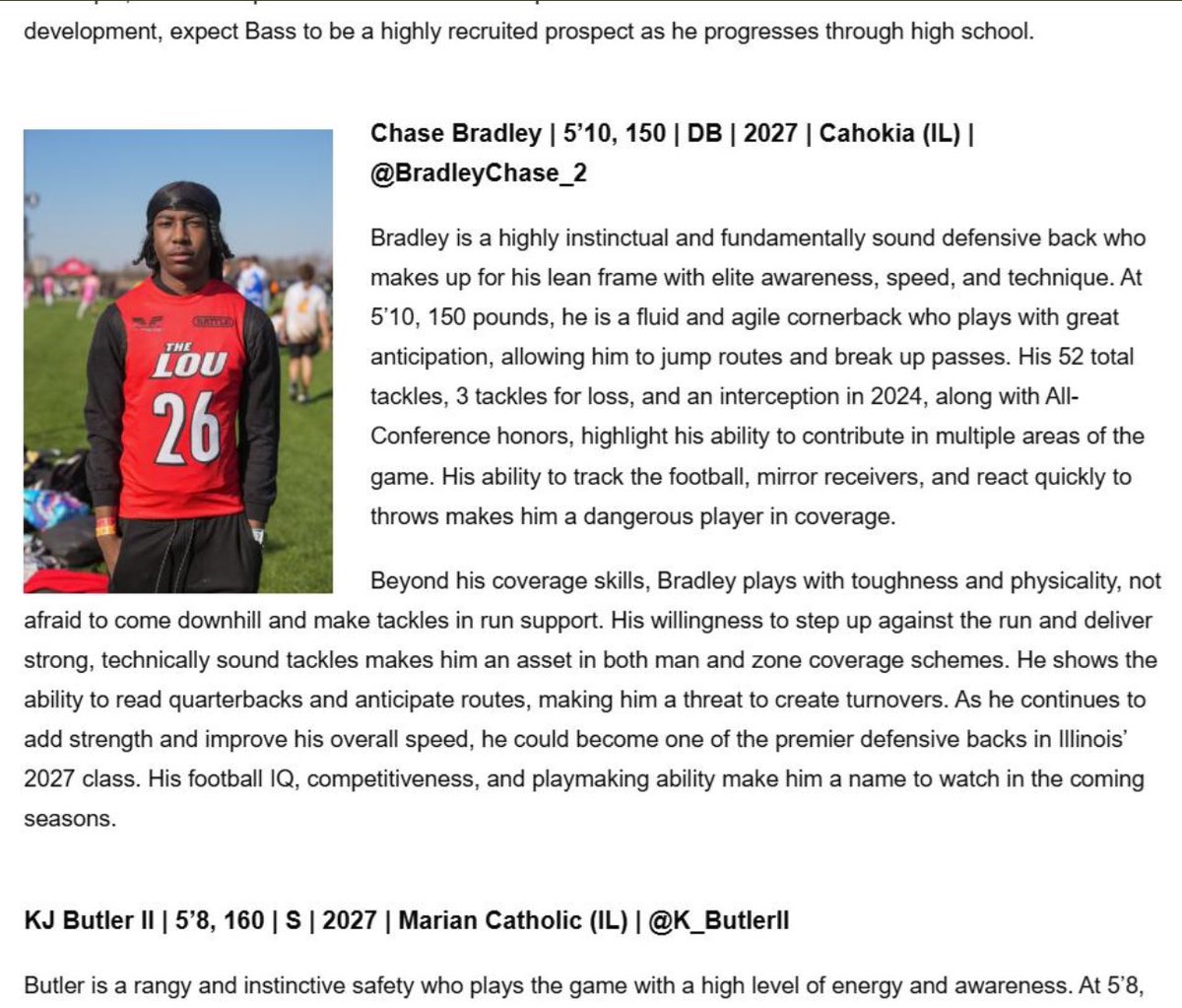 Chase bradley (@bradleychase_2) on Twitter photo Thank you <a href="/sixstarfootball/">Six Star Football | PLUS+</a> for the write up! <a href="/donald9_donald/">Doc Donald</a> <a href="/CoachDocGooden/">Doc Gooden ILLSPORTS247</a> <a href="/Es_academy/">ESA Flight</a> <a href="/Donald1035119/">Donald</a>
Link to All conference Sophomore szn DB film 12 PBUS 1 INT 52 tackles 3.8 GPA hudl.com/v/2R3GBQ Thank you <a href="/sixstarfootball/">Six Star Football | PLUS+</a> for the write up! <a href="/donald9_donald/">Doc Donald</a> <a href="/CoachDocGooden/">Doc Gooden ILLSPORTS247</a> <a href="/Es_academy/">ESA Flight</a> <a href="/Donald1035119/">Donald</a>
Link to All conference Sophomore szn DB film 12 PBUS 1 INT 52 tackles 3.8 GPA hudl.com/v/2R3GBQ
