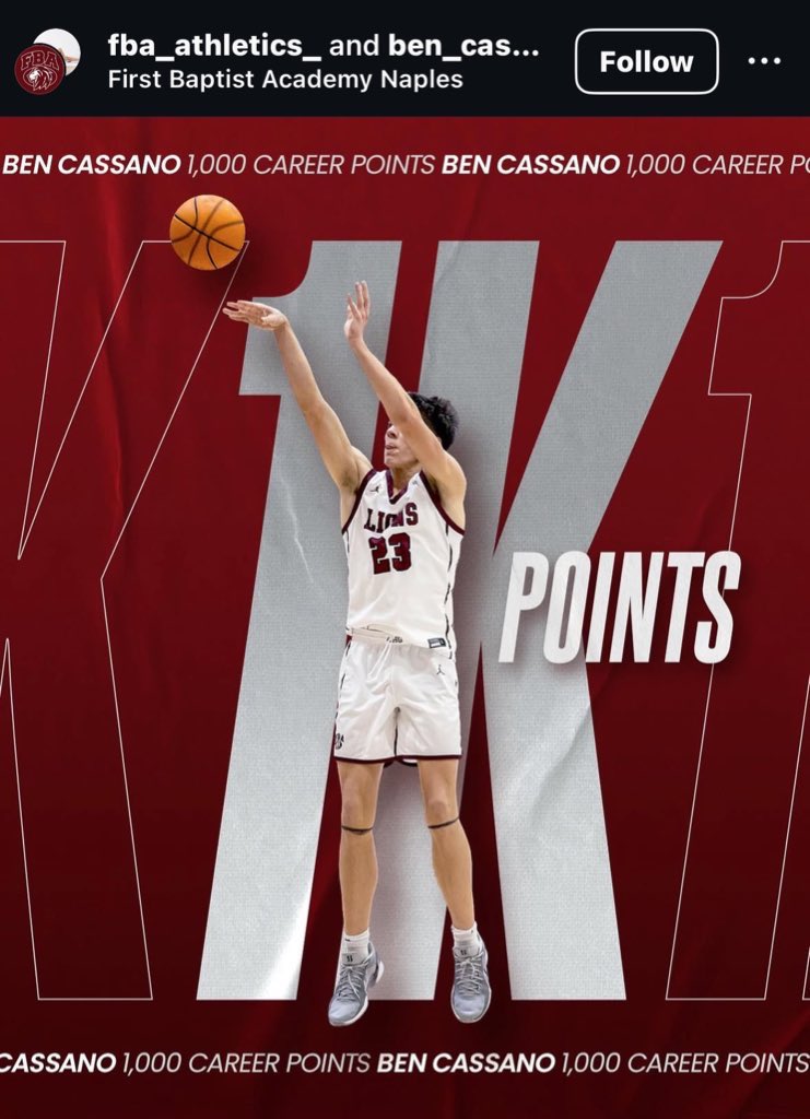 Anthony C. Cassano (@acc021203) on Twitter photo Fantastic senior year for 6’6”G/F <a href="/bencass30/">Ben Cassano</a>!
✅ Career 1k+ pt scorer and 2x district champ
✅ School-record 28 wins
✅ Private 8 champ, regional champ, final 4
✅ Avg 10pt/5rb on 53% FG
✅ Athletic, multi positional player
✅ High academic, 4.7GPA 33ACT
hudl.com/v/2Rub1B Fantastic senior year for 6’6”G/F <a href="/bencass30/">Ben Cassano</a>!
✅ Career 1k+ pt scorer and 2x district champ
✅ School-record 28 wins
✅ Private 8 champ, regional champ, final 4
✅ Avg 10pt/5rb on 53% FG
✅ Athletic, multi positional player
✅ High academic, 4.7GPA 33ACT
hudl.com/v/2Rub1B