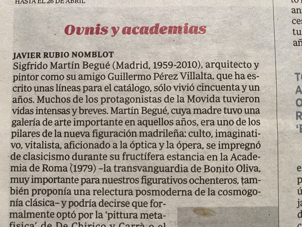 Muchísimas gracias a Javier Rubio Nomblot por su excelente crítica a El Universo de Sigfrido en el <a href="/ABC_Cultural/">ABC Cultural</a> de hoy. Nos ha encantado !