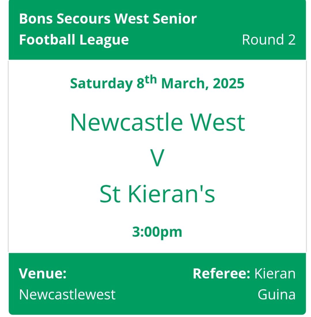 HT
NCW 1-04
St.Kieran’s 0-06