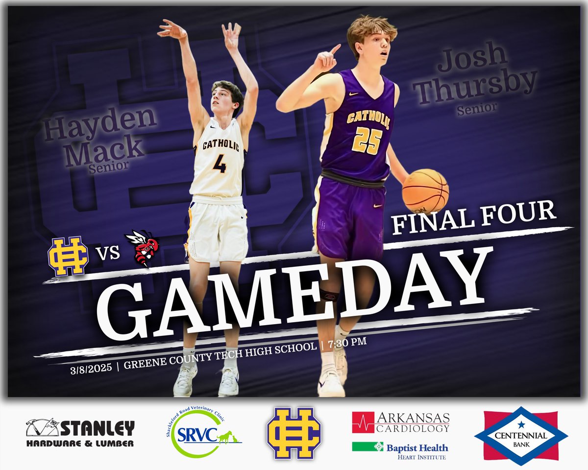 State Final 4! 

📍Greene County Tech
🆚 Maumelle 
⏰ 7:30 PM
🎟️ gofan 
📺 aaascoreboard.com