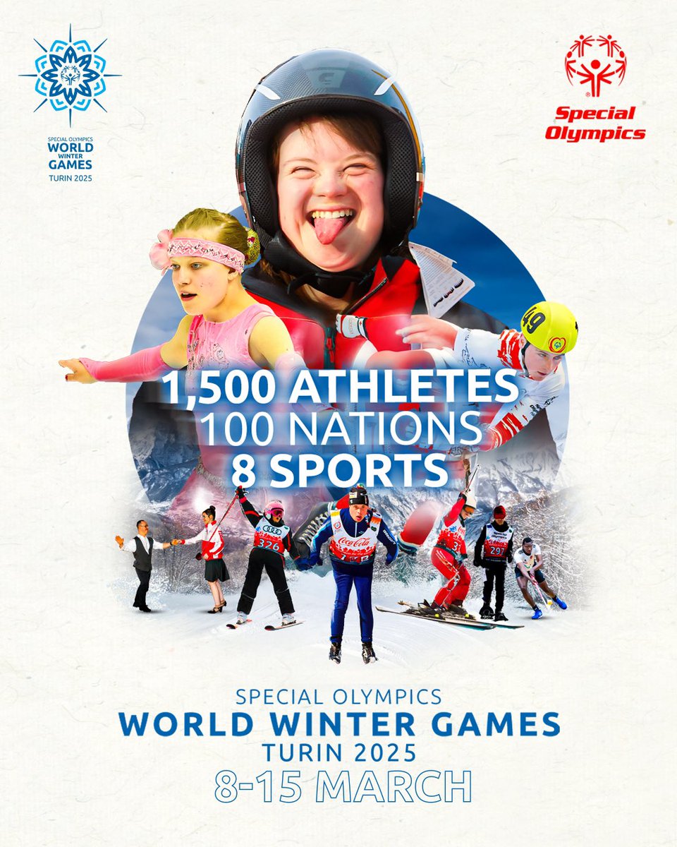 The Special Olympics World Winter Games Turin 2025 are here! ❄️🔥 From 8 to 15 March, 1,500 Special Olympics athletes and Unified partners from 100 nations will take on the challenge, competing across eight sports: alpine skiing, cross-country skiing, DanceSport, figure skating,