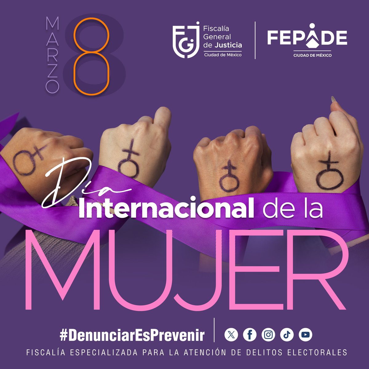 El #8Marzo se conmemora el #DíaDeLaMujer en todo el mundo, su lucha por la igualdad, el reconocimiento y el ejercicio efectivo de sus derechos.
#DíaInternacionalDeLaMujer