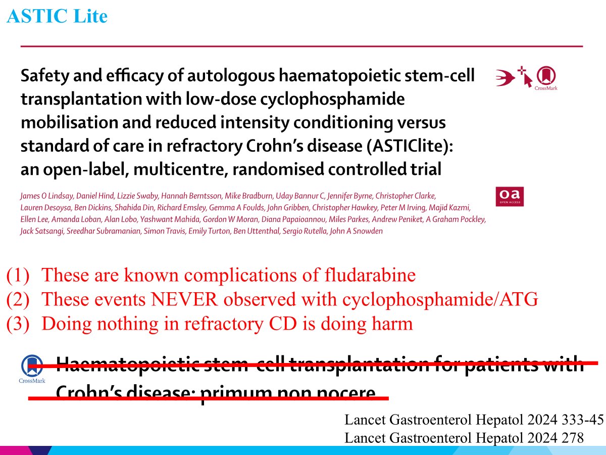 WashU Medicine Inflammatory Bowel Disease Center (@washumedibd) on Twitter photo 4⃣🎙️ #LouisCohen <a href="/MountSinaiGI/">Mount Sinai Division of Gastroenterology</a>
🤯Refractory Crohn’s is real & serious!
🧬Stem cell transplant for CD?
🏹Potential for long-term remission
✅ Restores immune function instead of just suppressing inflammation
❌ Risks exist—must be done at expert centers! 4⃣🎙️ #LouisCohen <a href="/MountSinaiGI/">Mount Sinai Division of Gastroenterology</a>
🤯Refractory Crohn’s is real & serious!
🧬Stem cell transplant for CD?
🏹Potential for long-term remission
✅ Restores immune function instead of just suppressing inflammation
❌ Risks exist—must be done at expert centers!