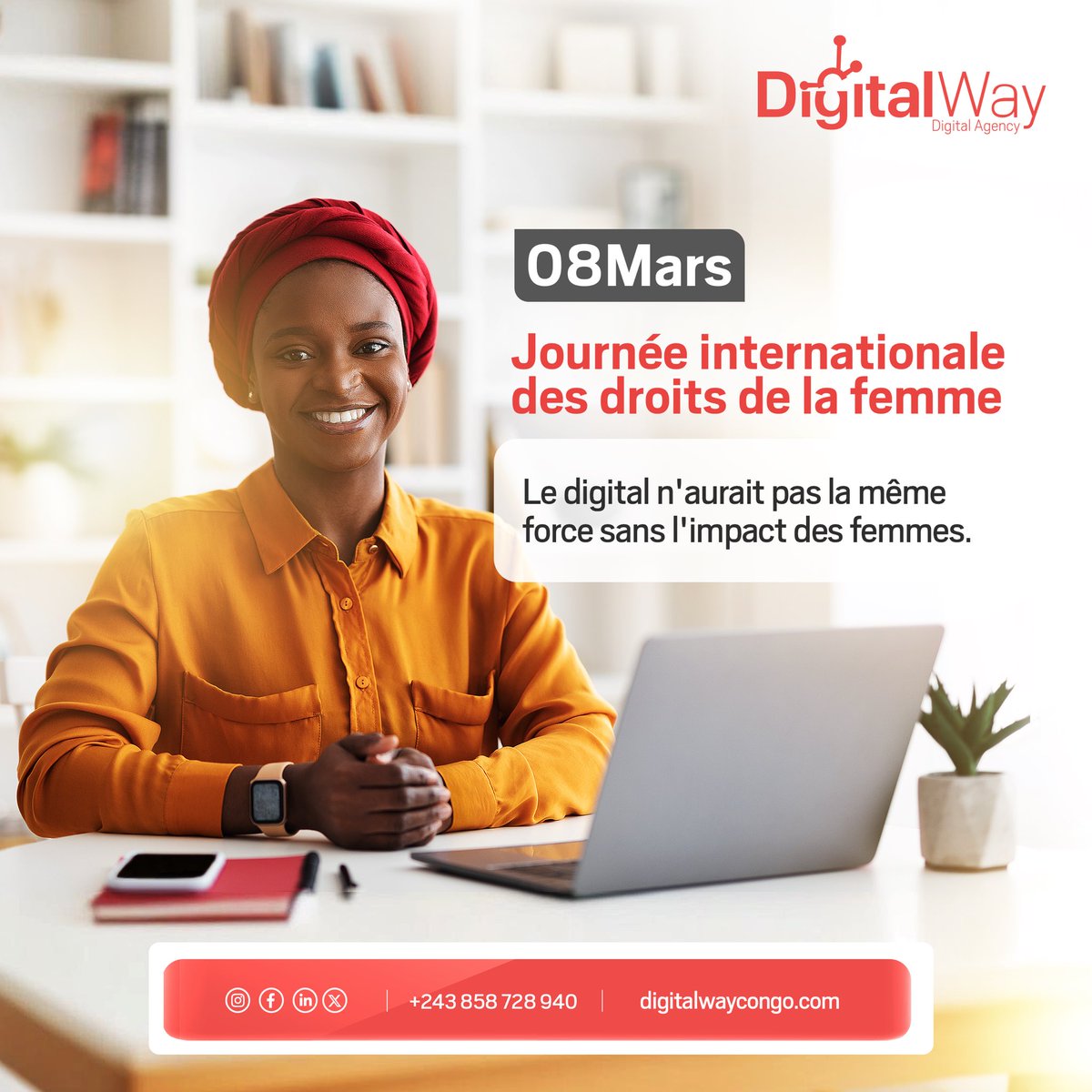 DigitalwayCongo's tweet photo. DigitalWay célèbre les femmes qui façonnent notre monde et font briller nos vies.
Chères dames, vous êtes l’innovation incarnée !
#JournéeDeLaFemme #FemmesDeDigital https://t.co/IfZSgVe7TL