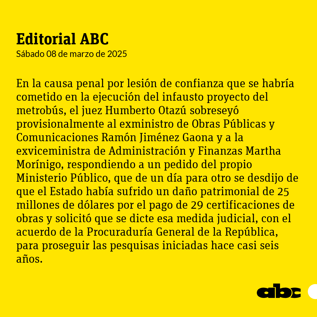 ABCDigital's tweet photo. #EditorialABC | "Pretenden dejar impune la monumental estafa del metrobús".
Leé más: https://t.co/5FfFYvx2cp
⭕️WhatsApp: https://t.co/zcjWhsOf0A https://t.co/Xw0QN2U99D