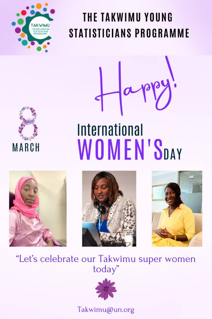 Happy International Women’s Day! 
Today we celebrate the inspiring women shaping the future of statistics and data science in Africa. We value your dedication to Takwimu. Let’s break barriers and empower future generations! #WomensDay #Takwimu #AfricanStatisticians  #Empowerment