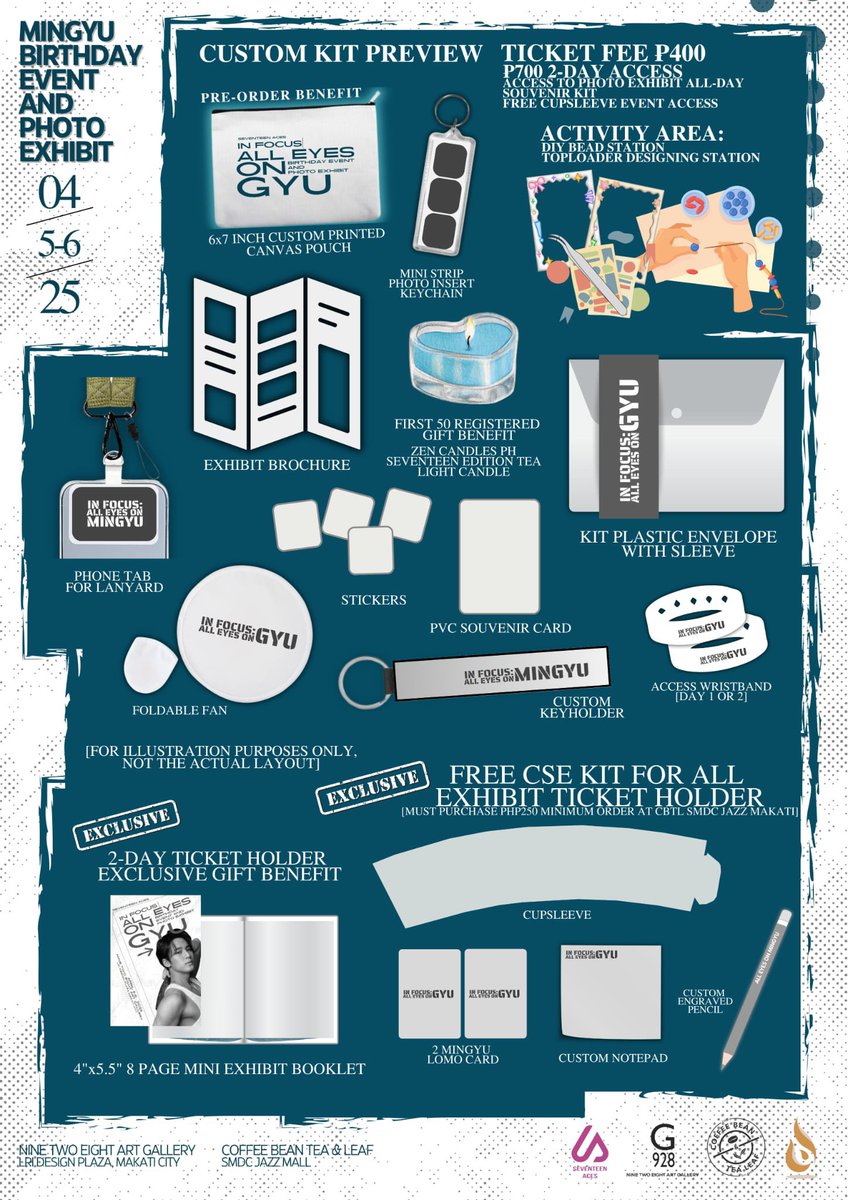 seventeen_ACEs's tweet photo. Kim Mingyu Birthday Photo Exhibit and Cupsleeve Event in Makati Registration starts today!

Register at https://t.co/LnBOonzDle
Pre-registration: March 8–13
Registration period: March 14-20
Payment terms: Atleast ₱200 downpayment, rembal until March 25
MOD: Gcash/Seabank

🗓️ April 5-6, 2025
Photo Exhibit 📍
Nine Two Eight Art Gallery at LRI Design Plaza Makati City (Behind SMDC Jazz Mall)

Cupsleeve Event 📍
The Coffee Bean & Tea Leaf
SMDC Jazz Mall Makati City

#AllEyesOnGYU

🏷️ tag exposure seventeen svt kim mingyu bday cse ph philippines metro manila makati wts lfb
