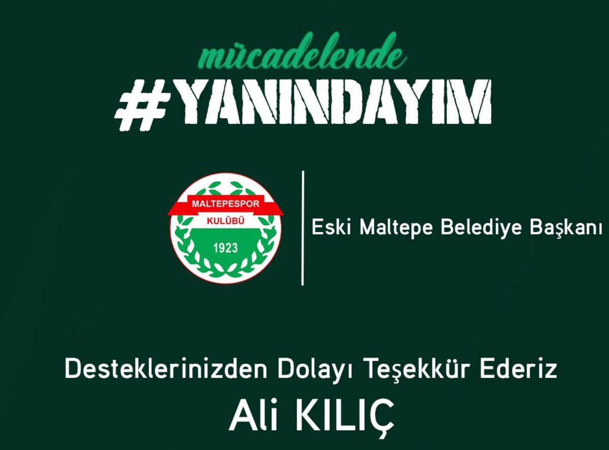 Maltepe Spor Kulübü (@maltepesk_1923) on Twitter photo Maltepe Spor Kulübü #MücadelendeYanındayım Kampanyasında Desteklerinizden Dolayı Teşekkür Ederiz
@bskalikilic
#MaltepeSporaDestekOl
#MaltepeSporKulübü
<a href="/BskAliKilic/">Ali Kılıç 🇹🇷</a> Maltepe Spor Kulübü #MücadelendeYanındayım Kampanyasında Desteklerinizden Dolayı Teşekkür Ederiz
@bskalikilic
#MaltepeSporaDestekOl
#MaltepeSporKulübü
<a href="/BskAliKilic/">Ali Kılıç 🇹🇷</a>