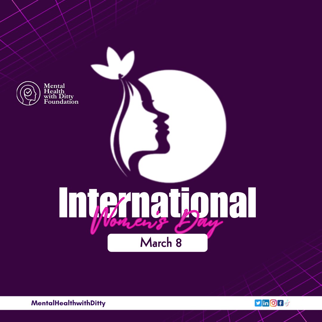 MHWithDitty's tweet photo. To every woman out there, happy international Women’s day. You carry within you a force capable of changing the world!

Join our 2pm Instagram live conversation in commemoration of this day, where we’ll be discussing "Accelerating Mental Health Awareness for Women."

See you soon https://t.co/8Fk4SRTWX8