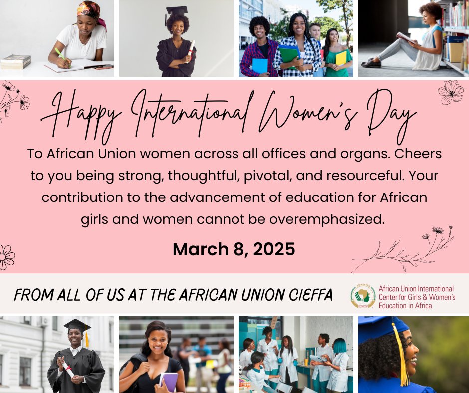 African Union CIEFFA (@au_cieffa) on Twitter photo A special thought to all <a href="/_AfricanUnion/">African Union</a> female colleagues who are working tirelessly for our continent.
Enjoy Your day Ladies!! A special thought to all <a href="/_AfricanUnion/">African Union</a> female colleagues who are working tirelessly for our continent.
Enjoy Your day Ladies!!