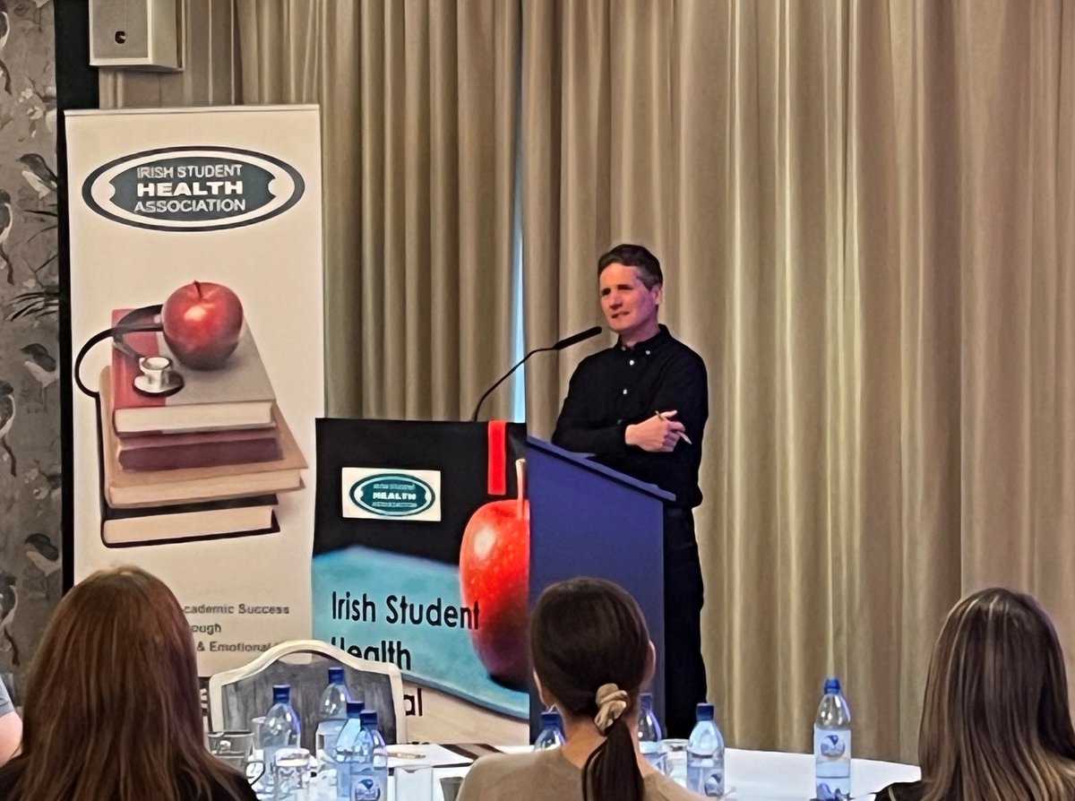 Keynote Speaker RTE Journalist Brian O Connell discussing his experience with harmful drinking and  reporting on healthcare in Ireland. <a href="/oconnellbrian/">Brian O'Connell</a> <a href="/HsehealthW/">HSE Health & Wellbeing</a> <a href="/UCCstudnthealth/">UCC Student Health</a> #ISHA2025 #studenthealthcare