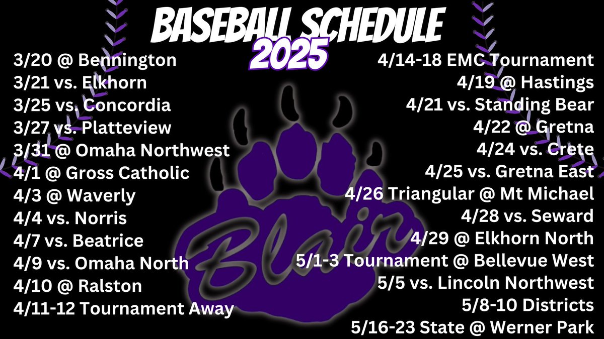 Come out and support your Blair Bear baseball team this year! #finish