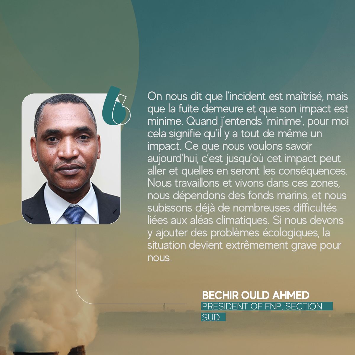 #ProjetGTA

📢 Déclaration sur la fuite de gaz🌪

Ensemble pour une maîtrise des impacts environnementaux et sociaux du projet GTA, ainsi que les émissions contre sur le climat gage d'une #gouvernance responsable et durable des #ressourcesnaturelles. 

#redevabilitéactive