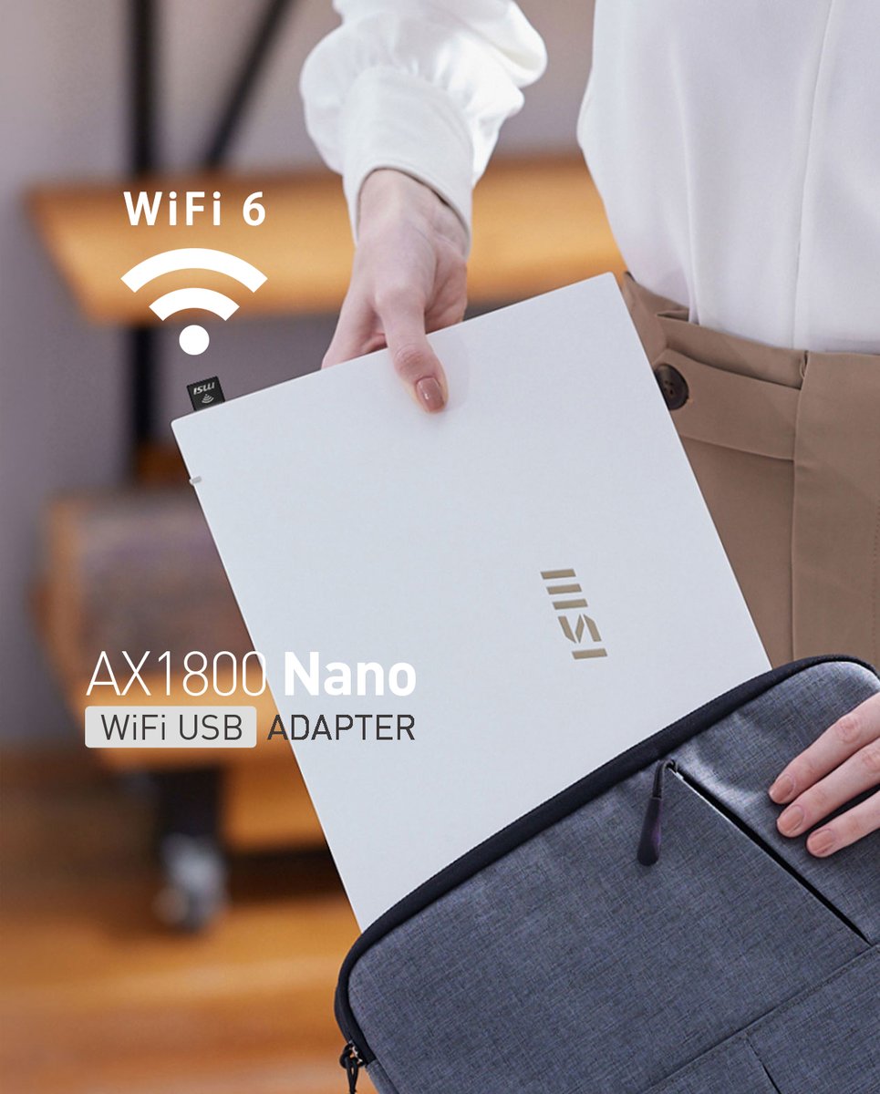 msigaming's tweet image. Your laptop deserves better WiFi.
Plug in the MSI AX1800 Nano, and step into the world of WiFi 6 speeds. It's so small, you won't even notice it... until you realize your connection has never been this smooth😉

Tiny but mighty. Ready when you are.

#WiFi6 #USBAdapter #AX1800Nano