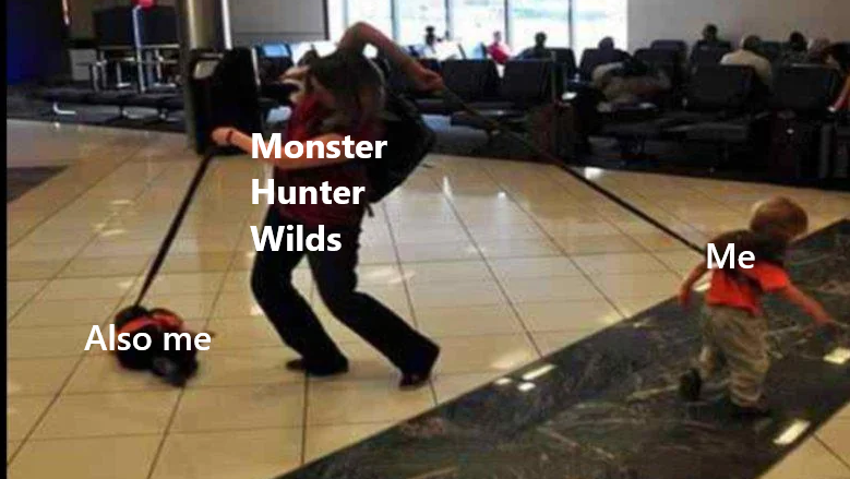 DrReeku's tweet photo. Me trying to go out and explore in Monster Hunter Wilds. https://t.co/lSKDYi8dIP
