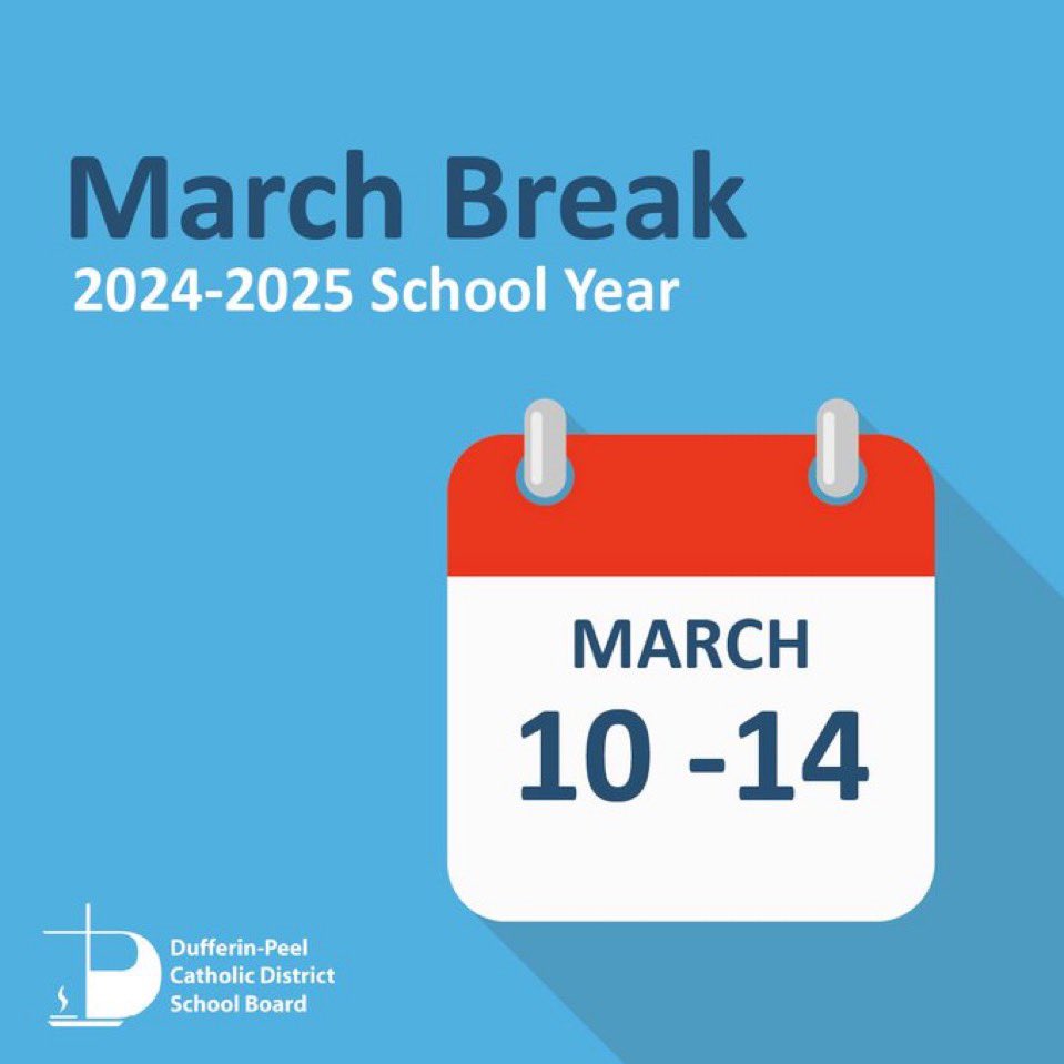 Our Lady of Fatima DPCDSB (@olf_dpcdsb) on Twitter photo Monday is the start of March Break. We want to wish you a fun, safe, and well-deserved break! See you back on March 17! <a href="/DPCDSBSchools/">Dufferin-Peel Catholic District School Board</a> Monday is the start of March Break. We want to wish you a fun, safe, and well-deserved break! See you back on March 17! <a href="/DPCDSBSchools/">Dufferin-Peel Catholic District School Board</a>