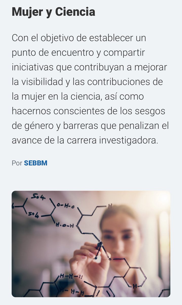 Aún queda mucho por hacer para romper techos de cristal y alcanzar la igualdad en el ámbito #STEM 

Desde el Grupo de Mujer y Ciencia de la <a href="/SEBBM_es/">SEBBM</a>, os animamos a contribuir y a ser activistas en favor de la igualdad 👩‍🔬💜👩‍💻#8Marzo 

➡️ sebbm.es/grupos-cientif…