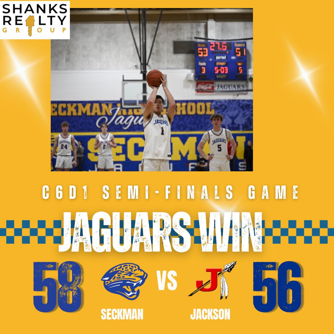 Final from last night! Our @realtorbobbyshanks players of the game were Keagan Heitert and Sam Wason. They combined for 38 points and were 19-25 from the FT line in the OT thriller. Brayden Holdenried added 9 and Sam Guethle added 8. The Jags are playing Monday, at SLUH,at 7pm!