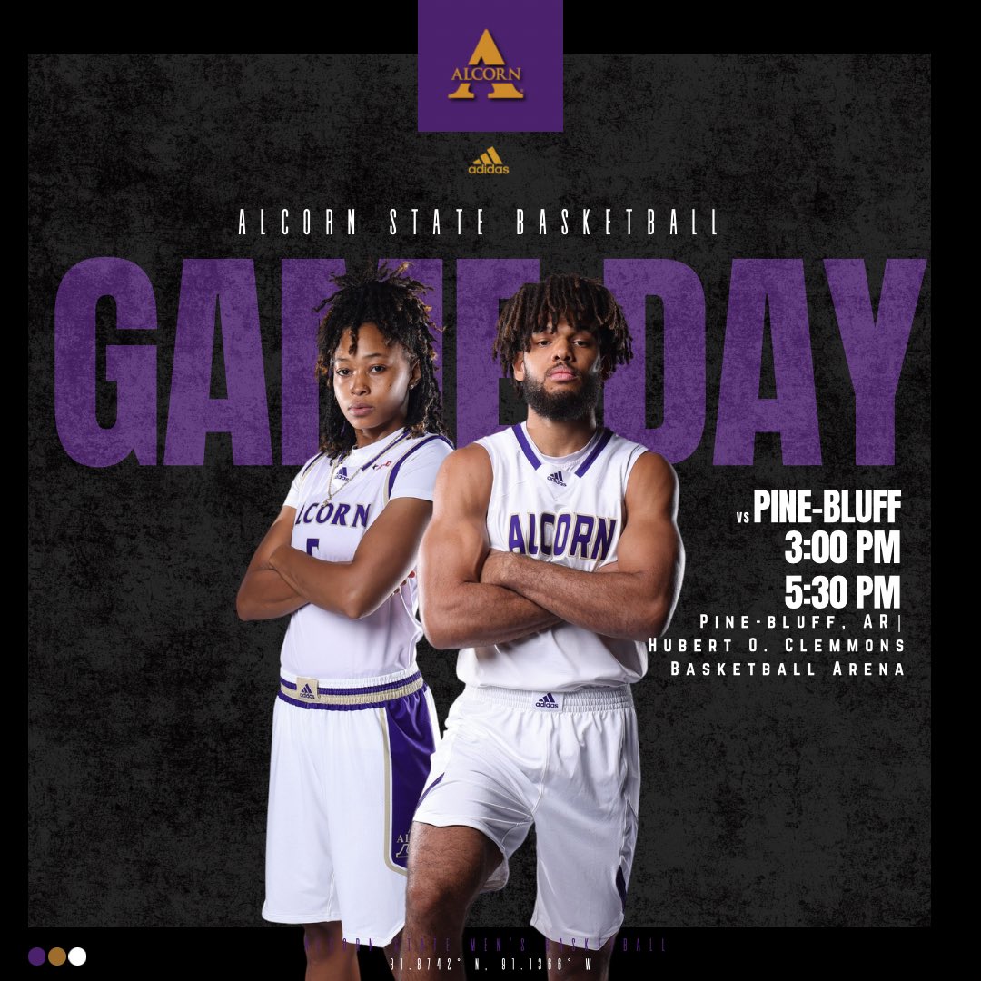 Alcorn State Men’s Basketball (@bravesmbb) on Twitter photo 🚨 GAMEDAY🚨
🆚 <a href="/UAPBLionsMBB/">𝐔𝐀𝐏𝐁 𝐌𝐞𝐧’𝐬 𝐁𝐚𝐬𝐤𝐞𝐭𝐛𝐚𝐥𝐥</a> <a href="/UAPBLionsWBB/">UAPB Women’s Basketball 🦁⛹🏽♀️</a>
⏰ : 3:00 PM , 5:30 PM
📍: Pine-Bluff, AR
#𝐅𝐄𝐀𝐑𝐓𝐇𝐄𝐁𝐑𝐀𝐕𝐄 #𝐀𝐋𝐖𝐀𝐘𝐒𝐀𝐋𝐂𝐎𝐑𝐍 🚨 GAMEDAY🚨
🆚 <a href="/UAPBLionsMBB/">𝐔𝐀𝐏𝐁 𝐌𝐞𝐧’𝐬 𝐁𝐚𝐬𝐤𝐞𝐭𝐛𝐚𝐥𝐥</a> <a href="/UAPBLionsWBB/">UAPB Women’s Basketball 🦁⛹🏽♀️</a>
⏰ : 3:00 PM , 5:30 PM
📍: Pine-Bluff, AR
#𝐅𝐄𝐀𝐑𝐓𝐇𝐄𝐁𝐑𝐀𝐕𝐄 #𝐀𝐋𝐖𝐀𝐘𝐒𝐀𝐋𝐂𝐎𝐑𝐍