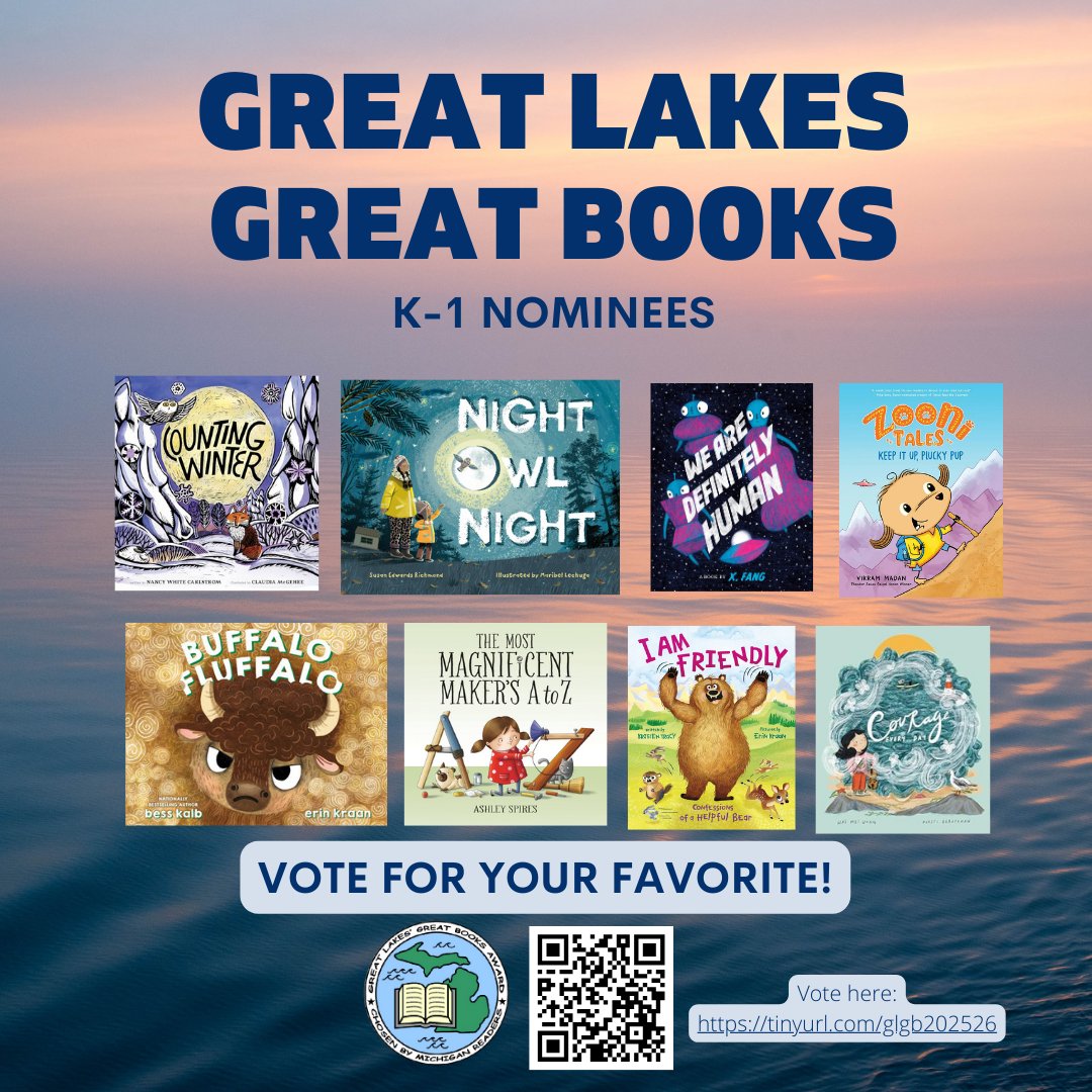Michigan Great Lakes Great Books Award (@michglgbooks) on Twitter photo Congratulations to our K-1 nominees for 2025-26! <a href="/michiganreading/">Mich Reading Assoc</a>
Nominees: <a href="/ClaudiaMcGehee/">Claudia McGehee</a> <a href="/bessbell/">Bess Kalb</a> <a href="/kristen_tracy/">kristen tracy</a> <a href="/wmwongcreator/">Wai Mei Wong</a> Congratulations to our K-1 nominees for 2025-26! <a href="/michiganreading/">Mich Reading Assoc</a>
Nominees: <a href="/ClaudiaMcGehee/">Claudia McGehee</a> <a href="/bessbell/">Bess Kalb</a> <a href="/kristen_tracy/">kristen tracy</a> <a href="/wmwongcreator/">Wai Mei Wong</a>