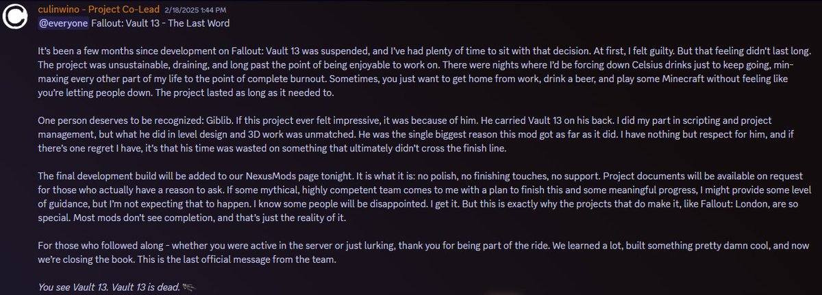 FalloutVault13's tweet image. Fallout: Vault 13 - The Last Word