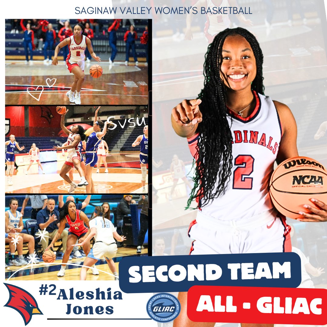 SVSU Women's Basketball (@svsuwbb) on Twitter photo Congratulations <a href="/Aleshia1232/">Aleshia Jones</a> on making the
2024-2025 Women’s Basketball All-GLIAC Second Team! #GoCards 😤 Congratulations <a href="/Aleshia1232/">Aleshia Jones</a> on making the
2024-2025 Women’s Basketball All-GLIAC Second Team! #GoCards 😤