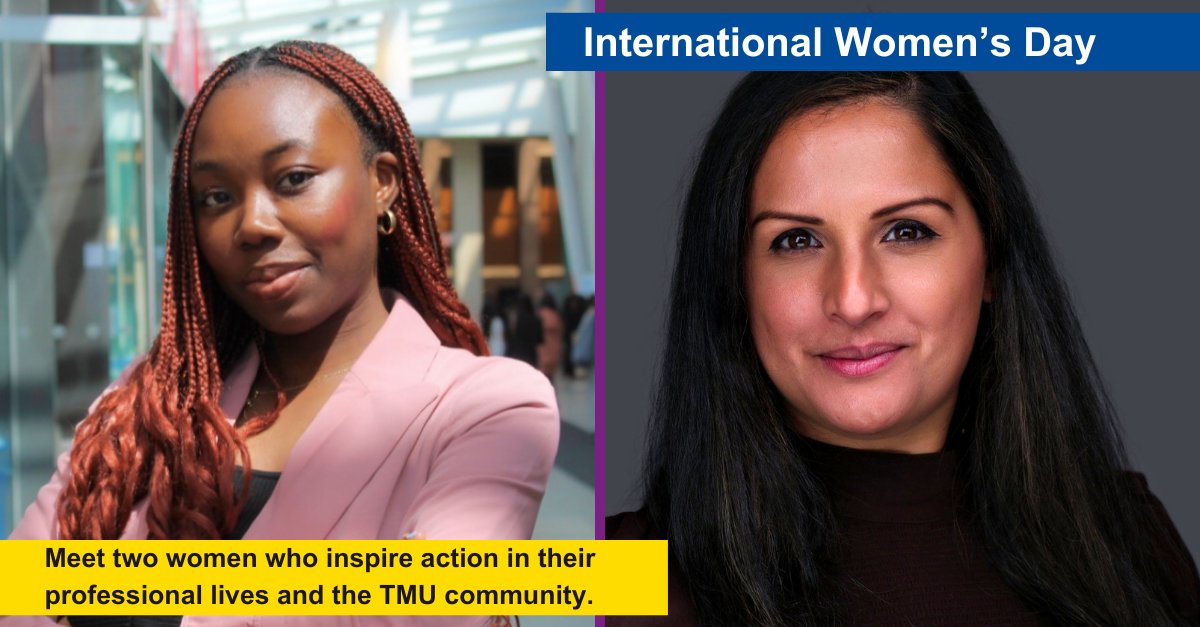For International Women’s Day, Sociology student Sani Bediako and Geography alumna Kruti Desai share how they accelerate action in their roles. Learn how these two inspiring women uplift, innovate, and imagine a more inclusive future.

Learn more: torontomu.ca/arts/news-even…