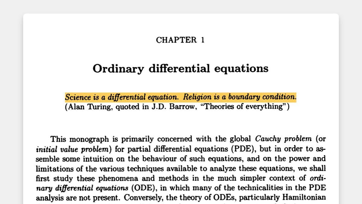 Quote by Alan Turing, featured in Terence Tao’s monograph Nonlinear Dispersive Equations: Local and Global Analysis