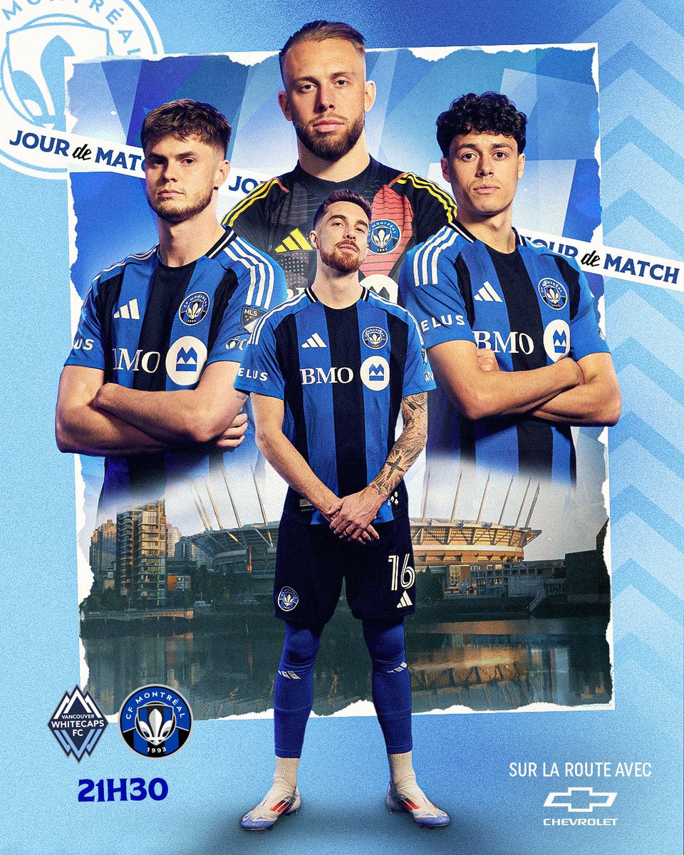 CF Montréal (@cfmontreal) on Twitter photo JOUR DE MATCH 🌟️ GAMEDAY
⚔️ <a href="/WhitecapsFC/">Vancouver Whitecaps FC</a>
🏟️ BC Place
⏰ 21H30 / 9:30pm
📺 MLS Season Pass - Apple TV
📻 BPM Sports et CJAD 800
#CFMTL JOUR DE MATCH 🌟️ GAMEDAY
⚔️ <a href="/WhitecapsFC/">Vancouver Whitecaps FC</a>
🏟️ BC Place
⏰ 21H30 / 9:30pm
📺 MLS Season Pass - Apple TV
📻 BPM Sports et CJAD 800
#CFMTL