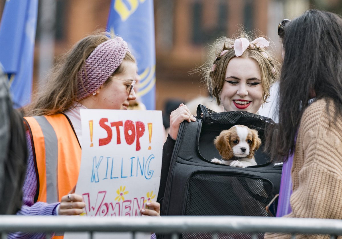Kevin Scott (@kscott_94) on Twitter photo The <a href="/ReclaimAgenda/">Reclaim the Agenda</a> International Women's Day march in Belfast city centre earlier this afternoon.
Kate Nash and Lord Mayor of Belfast <a href="/micky_murray/">Cllr Micky Murray</a> were among those leading the procession.
There were speeches from Dawn Hopper, who was accompanied by her guide dog Micky, Sipho The <a href="/ReclaimAgenda/">Reclaim the Agenda</a> International Women's Day march in Belfast city centre earlier this afternoon.
Kate Nash and Lord Mayor of Belfast <a href="/micky_murray/">Cllr Micky Murray</a> were among those leading the procession.
There were speeches from Dawn Hopper, who was accompanied by her guide dog Micky, Sipho