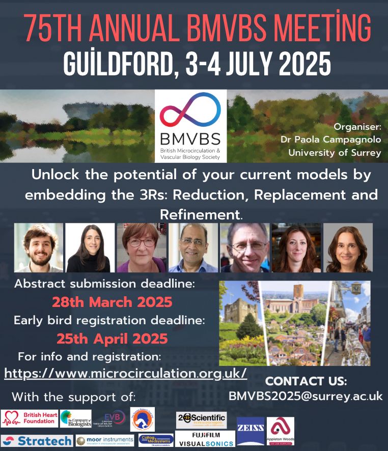 Share in your network, join the <a href="/BMVBSoc/">British Microcirc. & Vascular Biology Society</a>, share your science and meet the thriving UK microvascular and vascular biology community. Abstract submission is open for our Annual Meeting <a href="/UniOfSurrey/">University of Surrey</a> 3-4 July! buff.ly/5FOLvkS