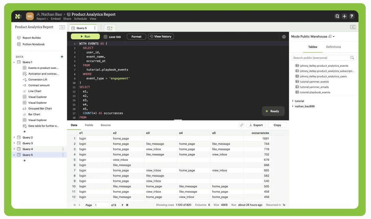 مصدر رهيب لتعلم SQL
ميزته فيه مستويات (مبتدئ، متوسط، محترف) اختر اللي تبي

وايضا تعلم تفاعلي يعني تطبيق بيدك!!!

🔗
mode.com/sql-tutorial