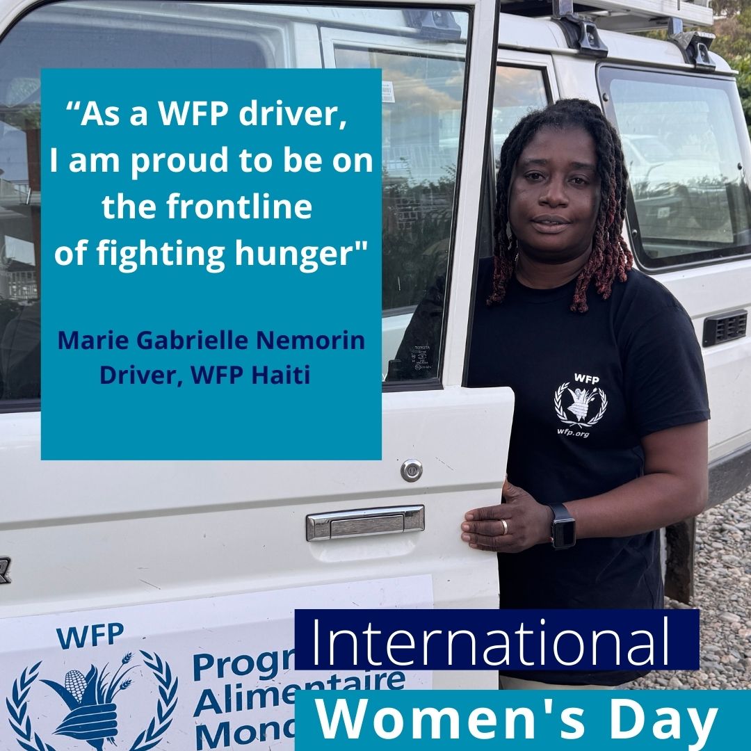 WFP Haiti (PAM) 🕊️ (@wfp_haiti) on Twitter photo Women are on the frontline fighting hunger.
In #Haiti, where one in two people don't have enough to eat, drivers like Gabrielle help <a href="/WFP/">World Food Programme</a> deliver its life-saving programming.
She's proud to play a role, helping women gain access to food and support their families. #IWD2025 Women are on the frontline fighting hunger.
In #Haiti, where one in two people don't have enough to eat, drivers like Gabrielle help <a href="/WFP/">World Food Programme</a> deliver its life-saving programming.
She's proud to play a role, helping women gain access to food and support their families. #IWD2025