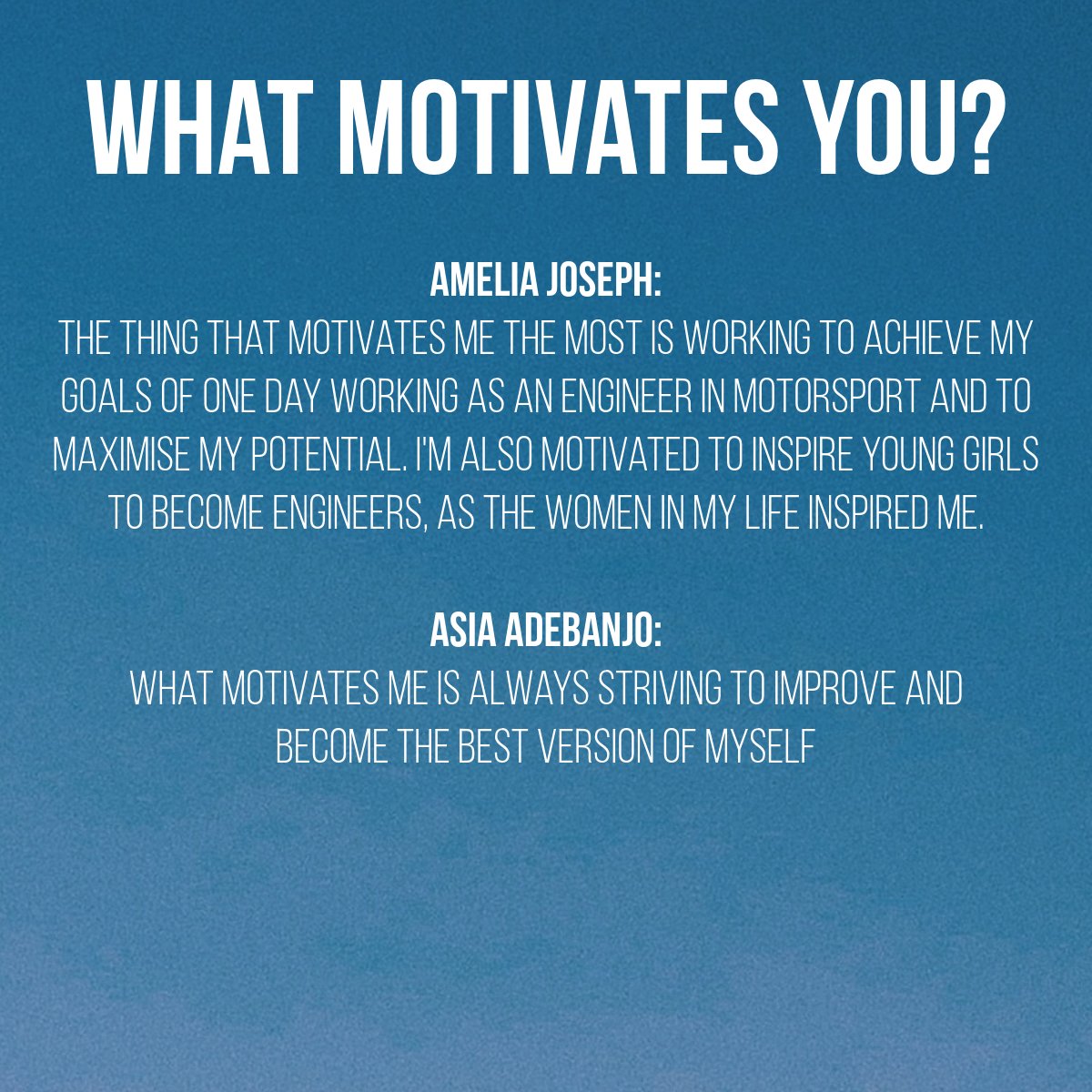 This International Women's day, we wanted to find out what drives our team, and how Women inspire them every day! 

#internationalwomensday #iwd #rolemodel #quote #motorsport #engineering