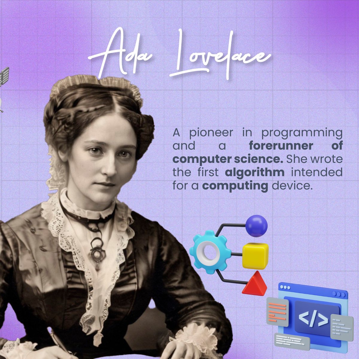 CloudLabs_co's tweet image. 💡 Ada Lovelace – In the 19th century, long before the digital age, she envisioned the potential of computers and created the first algorithm in history.

#WomensDay #CloudLabs