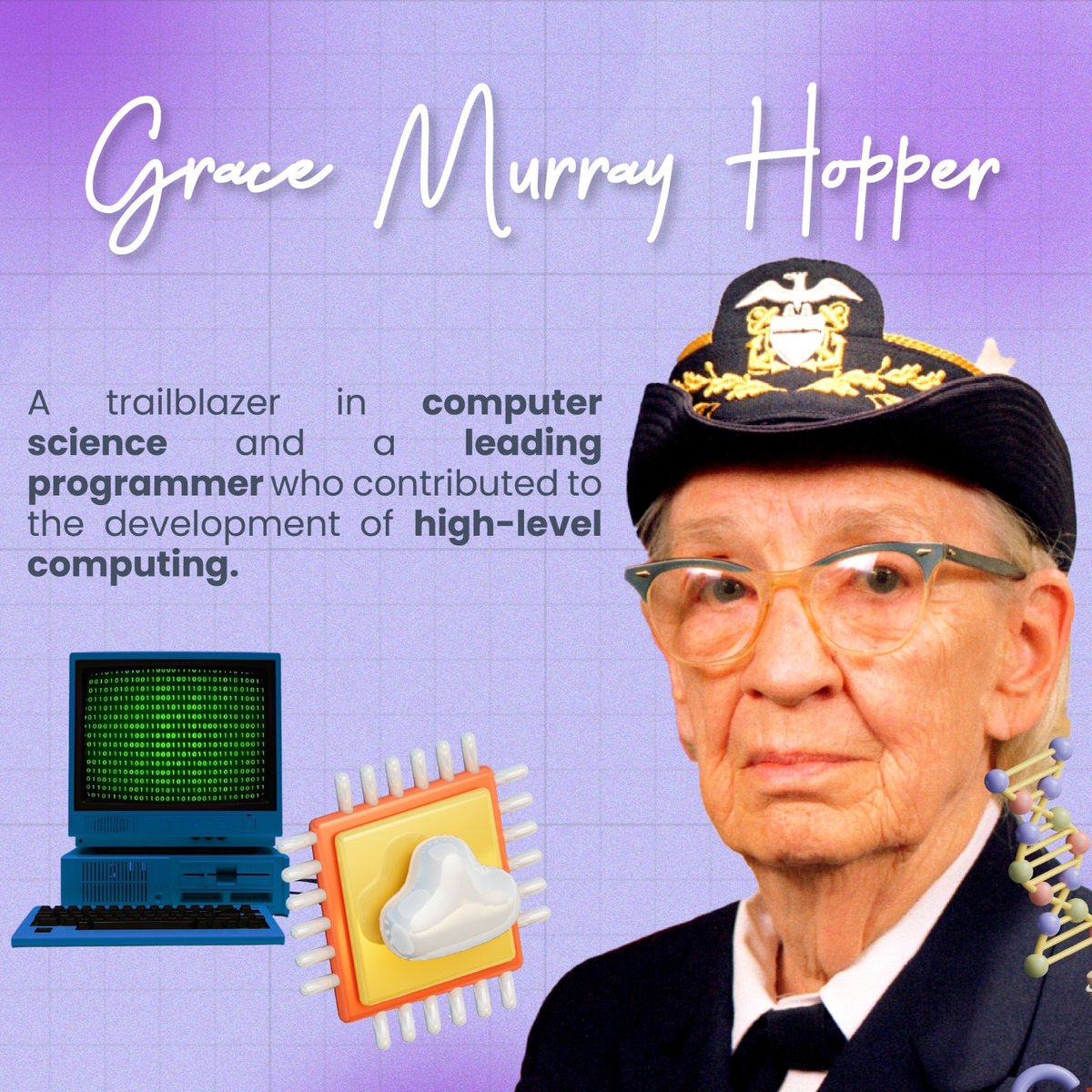 CloudLabs_co's tweet image. 🖥️ Grace Hopper – A mathematician, computer scientist, and U.S. Navy officer, she developed the first compiler and played a key role in creating COBOL, the programming language that revolutionized computing and is still in use today.

#WomensDay #CloudLabs