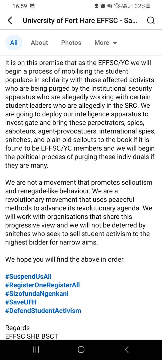 Shelomohkeita's tweet image. We have a crisis at UFH Commissar @NalediChirwa.