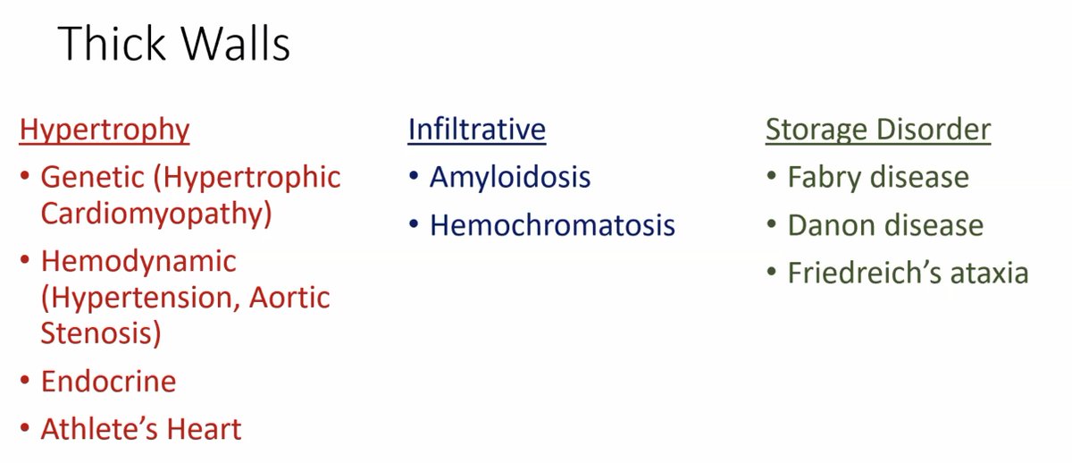 Yoshito Kadoya, MD PhD FACC FESC (@yoshito_kadoya) on Twitter photo What causes “thick walls” in the heart? 🔎
• Hypertrophy: Genetic (HCM), Hemodynamic (HTN, Aortic Stenosis), Endocrine, Athlete’s Heart
• Infiltrative: Amyloidosis, Hemochromatosis
• Storage Disorders: Fabry, Danon, Friedreich’s Ataxia
#Amyloidosis #CVNuc
<a href="/MyASNC/">ASNC Society</a> What causes “thick walls” in the heart? 🔎
• Hypertrophy: Genetic (HCM), Hemodynamic (HTN, Aortic Stenosis), Endocrine, Athlete’s Heart
• Infiltrative: Amyloidosis, Hemochromatosis
• Storage Disorders: Fabry, Danon, Friedreich’s Ataxia
#Amyloidosis #CVNuc
<a href="/MyASNC/">ASNC Society</a>