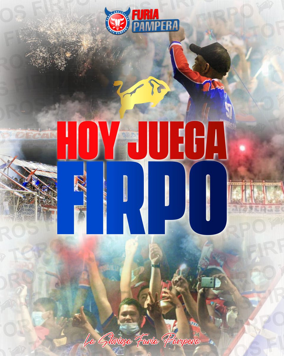 𝐇𝐎𝐘 𝐉𝐔𝐄𝐆𝐀 𝐅𝐈𝐑𝐏𝐎
No hay excusa pampero pase lo que pase el Tricolor cerrará líder la primera vuelta. 
Firpenses 𝐋𝐀 𝐂𝐀𝐋𝐃𝐄𝐑𝐀 𝐄𝐒 𝐋𝐀 𝐑𝐔𝐓𝐀 
Hoy debemos estar presente y seguir demostrando porque somos la Afición más fiel de este país