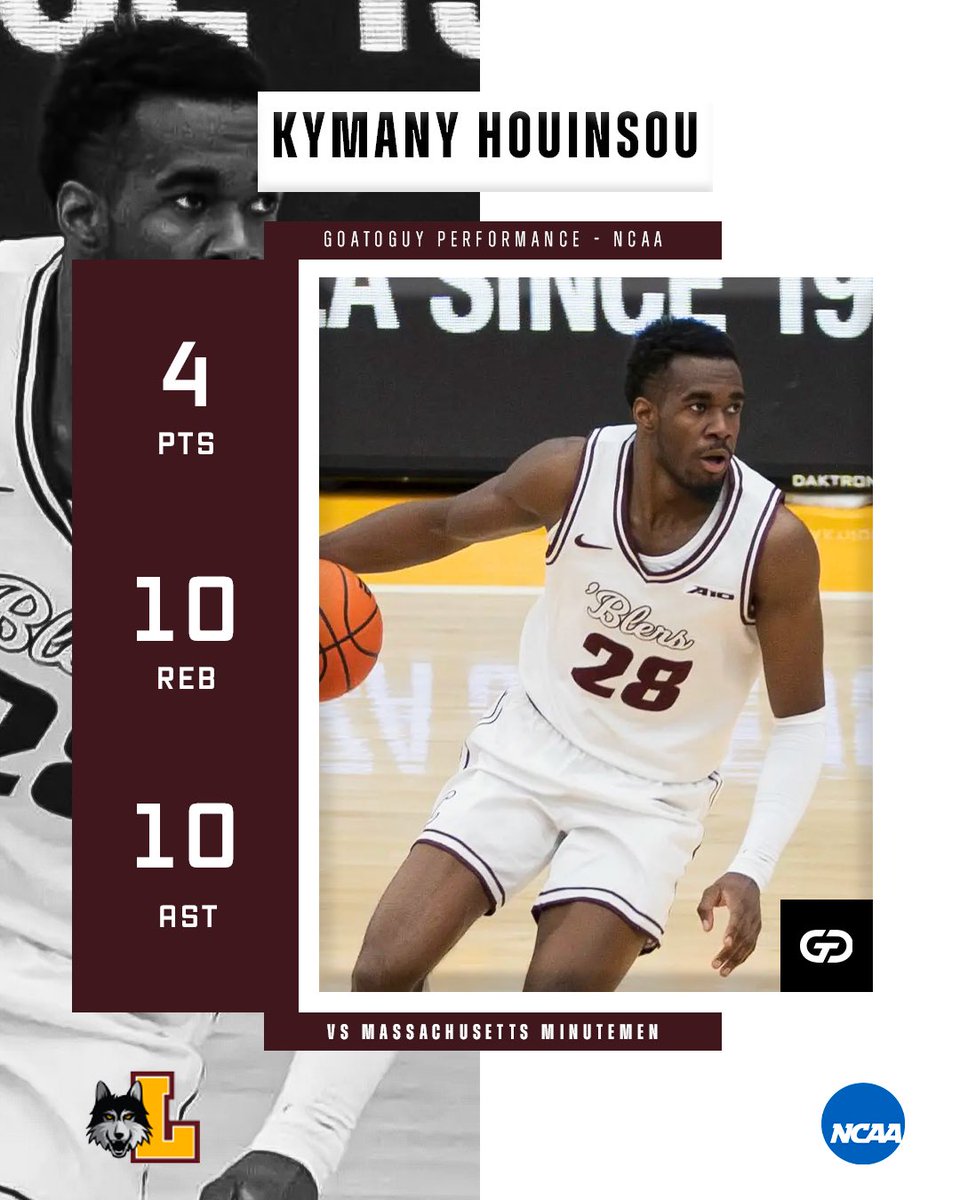 𝐔𝐧 𝐝𝐨𝐮𝐛𝐥𝐞-𝐝𝐨𝐮𝐛𝐥𝐞... 𝐬𝐚𝐧𝐬 𝐥𝐞𝐬 𝐩𝐨𝐢𝐧𝐭𝐬 ❓

C'est la performance étonnante de Kymany Houinsou en NCAA ce samedi avec Loyola 😳