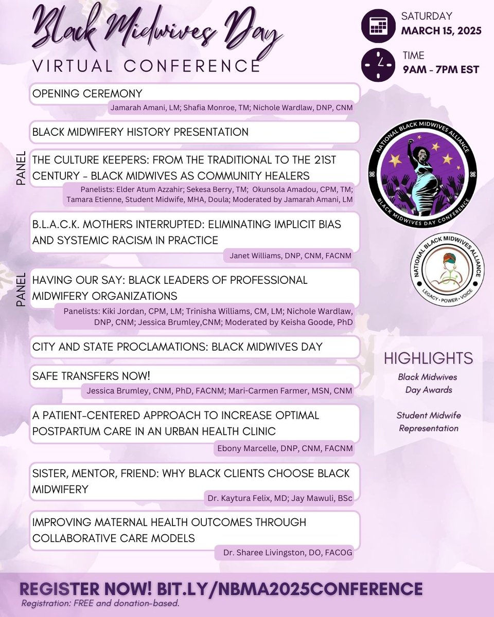 Join us in the celebration of Black Midwives Day! Register for the Black Midwives Day Virtual Conference! bit.ly/NBMA2025CONFER…