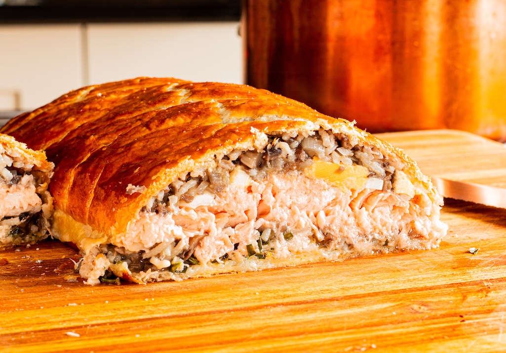 ** Salmon coulibiac ** This Russian dish underwent some adaptation for French kitchens and went on to grace the table of Prince Philip, Duke of Edinburgh. noseychef.com/2025/03/08/sal… #salmon #russian #food #recipe #instafood #foodporn #escoffier #augusteescoffier