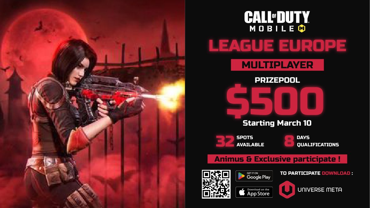 Tier 2 ranking is back in Europe with the Universe Meta League 🔥

Register your team here 👇

discord.gg/t8Yxr9WDCy

#codm #esport