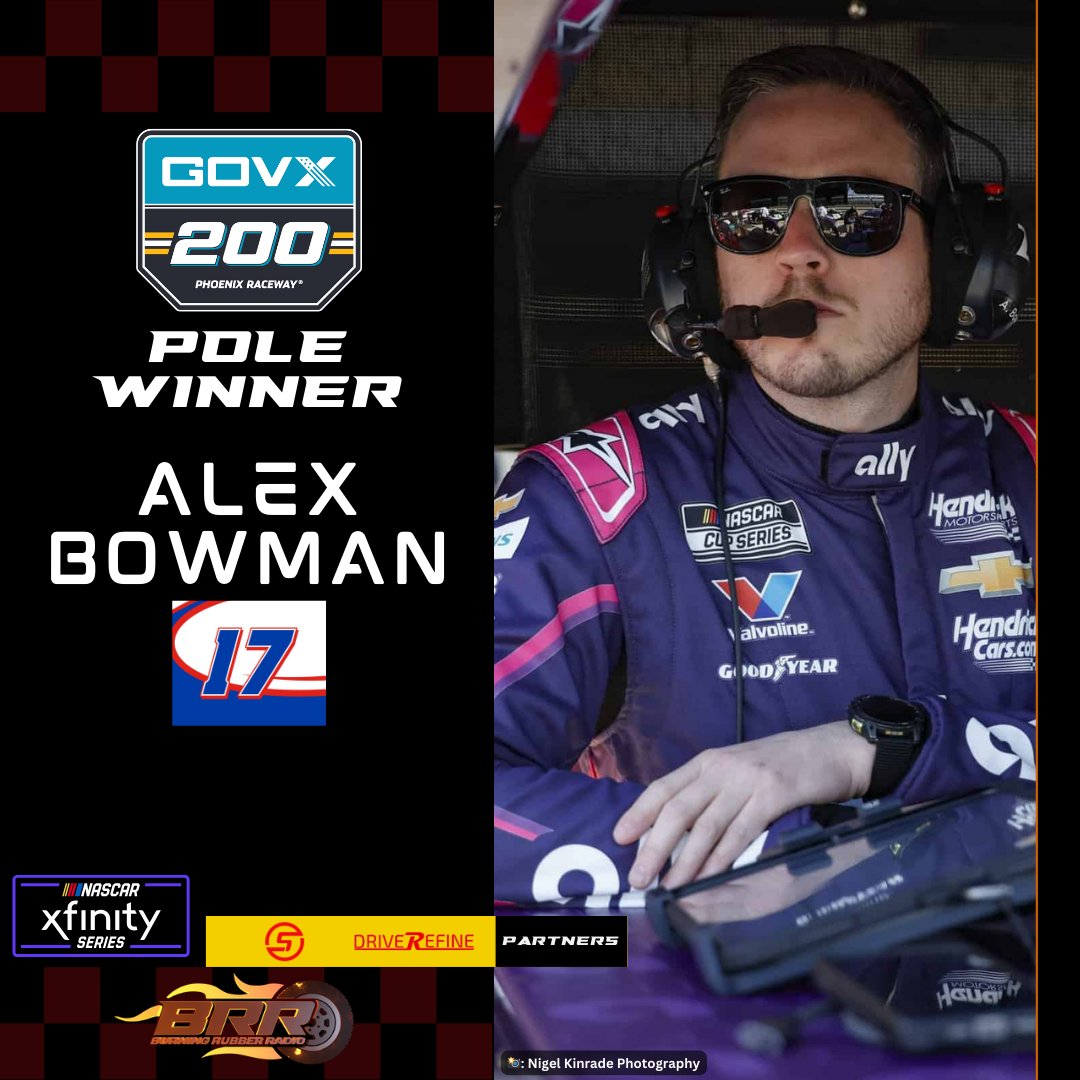 BRRadio_'s tweet photo. BOWMAN THE SHOWMAN!!

Alex Bowman will start on pole for the NASCAR Xfinity Series race at Phoenix with Sheldon Creed to his outside!

Stay up to date with Burning Rubber Radio!

#NASCAR | #BRRadio | #News https://t.co/ef4cSdkLfu
