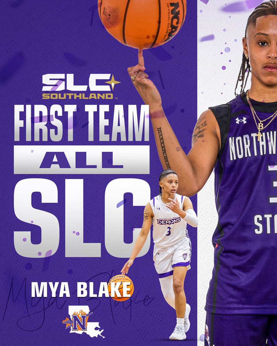 Double SLC Honors For Our PG 🥳 <a href="/Myablakee/">Mya blake</a> 

Congratulations to Mya as she has been named The 2024-2025 SLC Newcomer Of The Year &amp; to The 2024-2025 All-SLC First Team. 🤘💜

#ForkEm